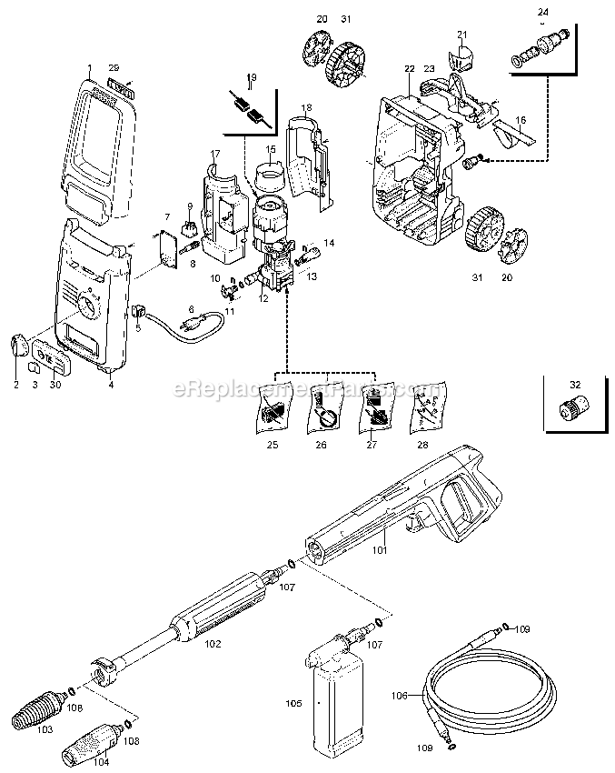 Black and Decker BW16-B2 (Type 1) Pressure Washer Power Tool Page A Diagram